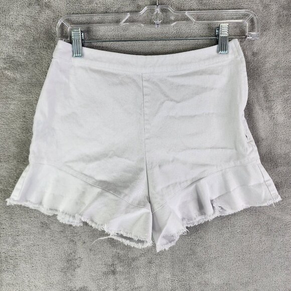 Womens White Sugar + Lips Denim Mini Skirt Ruffles Size XS - Picture 2 of 10